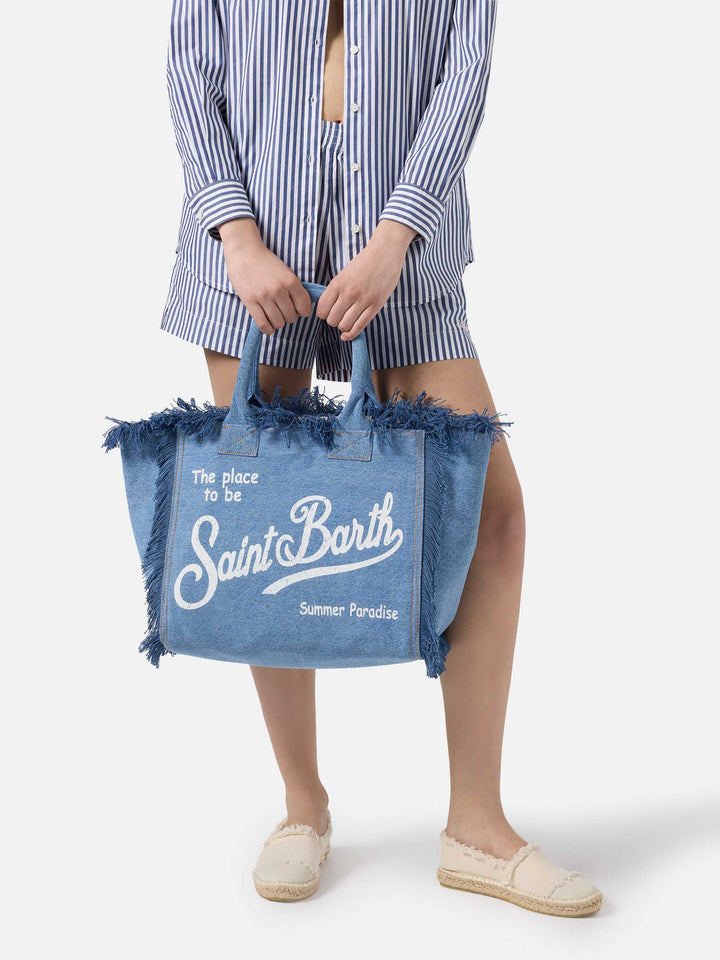 Borsa Vanity regular in denim lavaggio medio