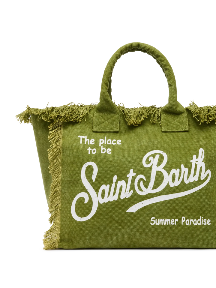 Military green cotton canvas Vanity tote bag - MC2 Saint Barth