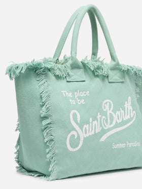 Sage  green cotton canvas Vanity tote bag