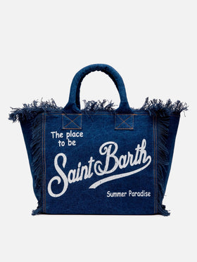 Borsa a spalla Vanity in tessuto denim scuro