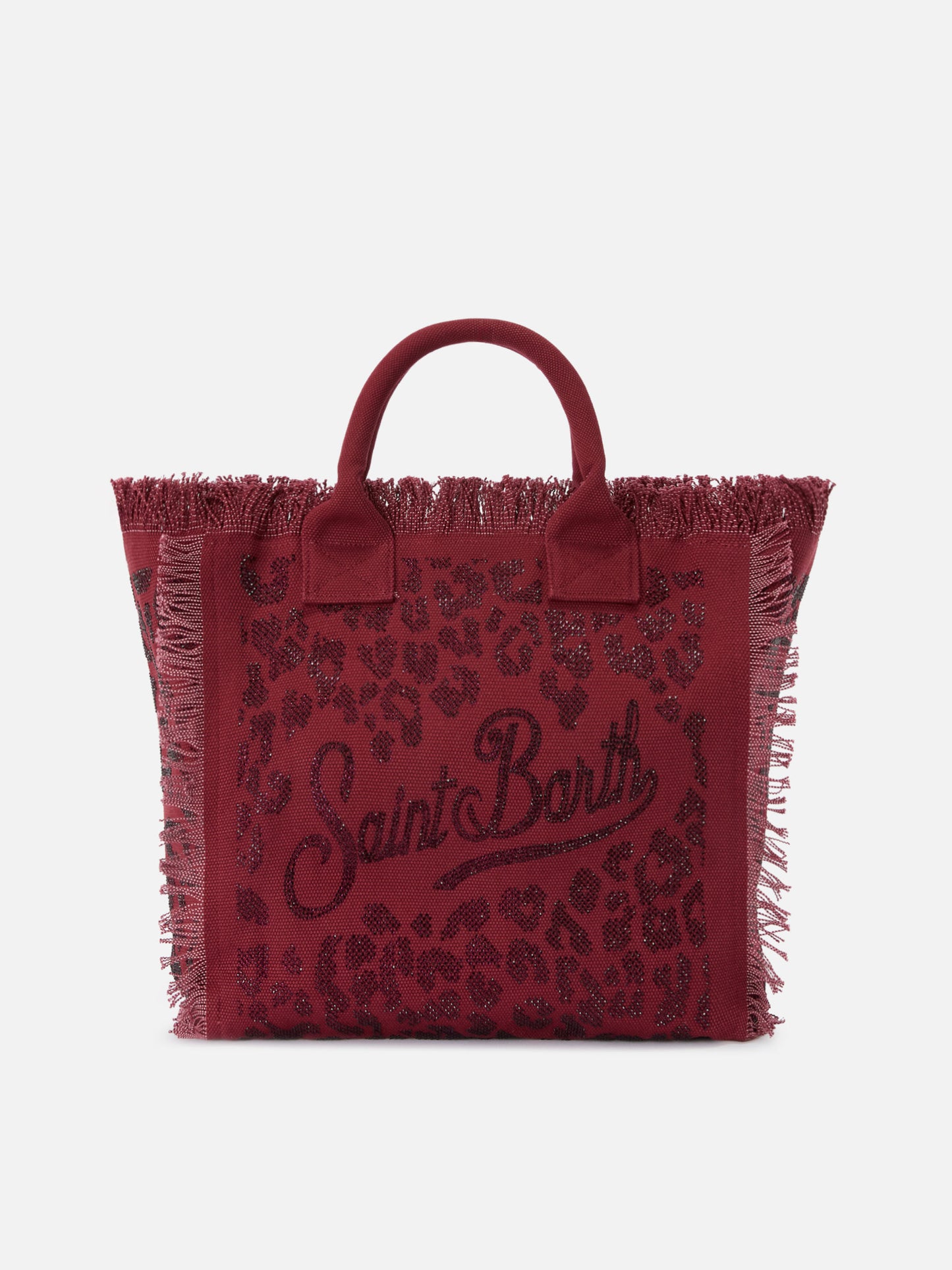 Regular Vanity canvas bag in leopard print with rhinestones