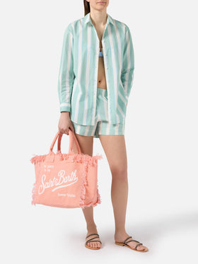 Orange canvas Vanity regular bag with fringes