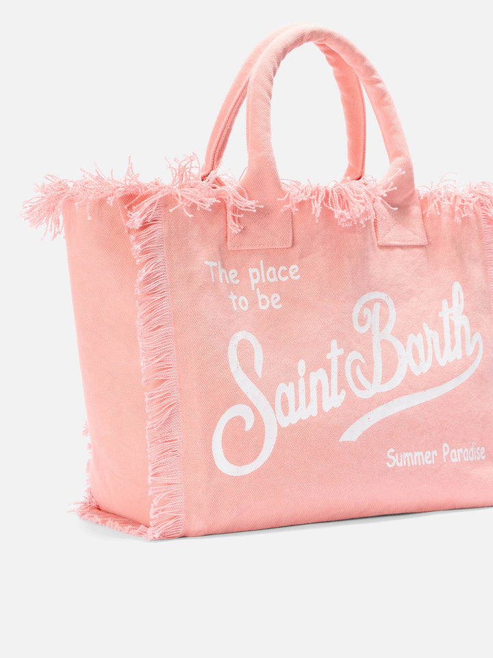 Orange canvas Vanity regular bag with fringes