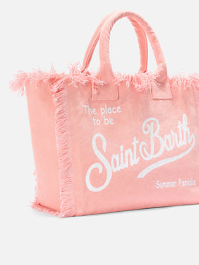 Orange canvas Vanity regular bag with fringes