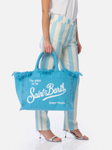 Borsa tote Vanity in tela di cotone celeste