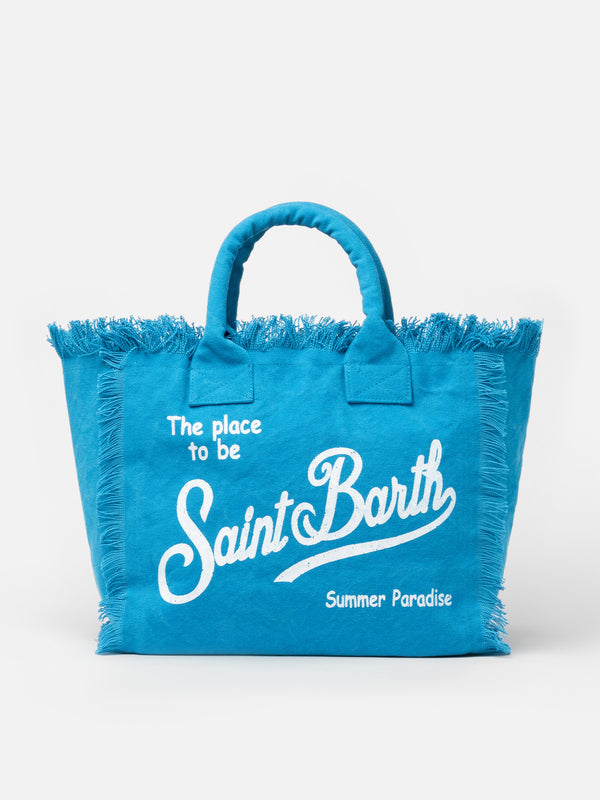 Light blue cotton canvas Vanity tote bag