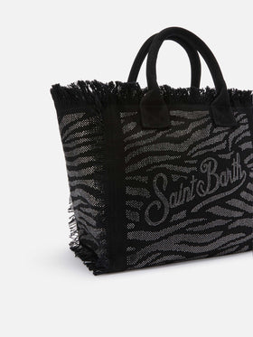 Regular Vanity canvas bag in animalier print with rhinestones