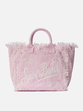 Pink canvas Vanity regular bag with bandana print