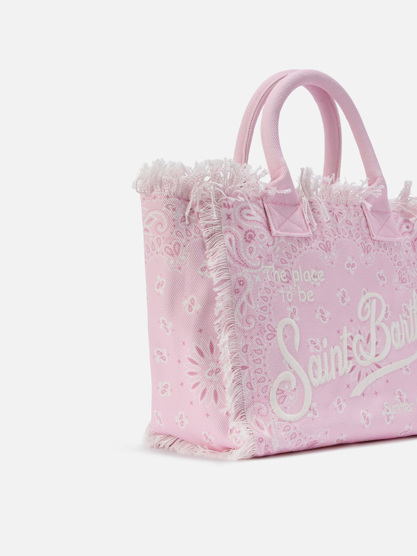 Pink canvas Vanity regular bag with bandana print