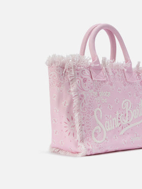 Pink canvas Vanity regular bag with bandana print