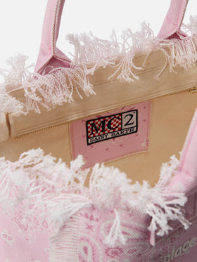 Pink canvas Vanity regular bag with bandana print