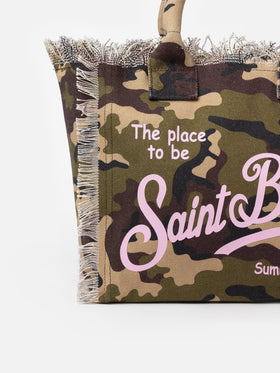 Cotton canvas Vanity tote bag with camouflage print