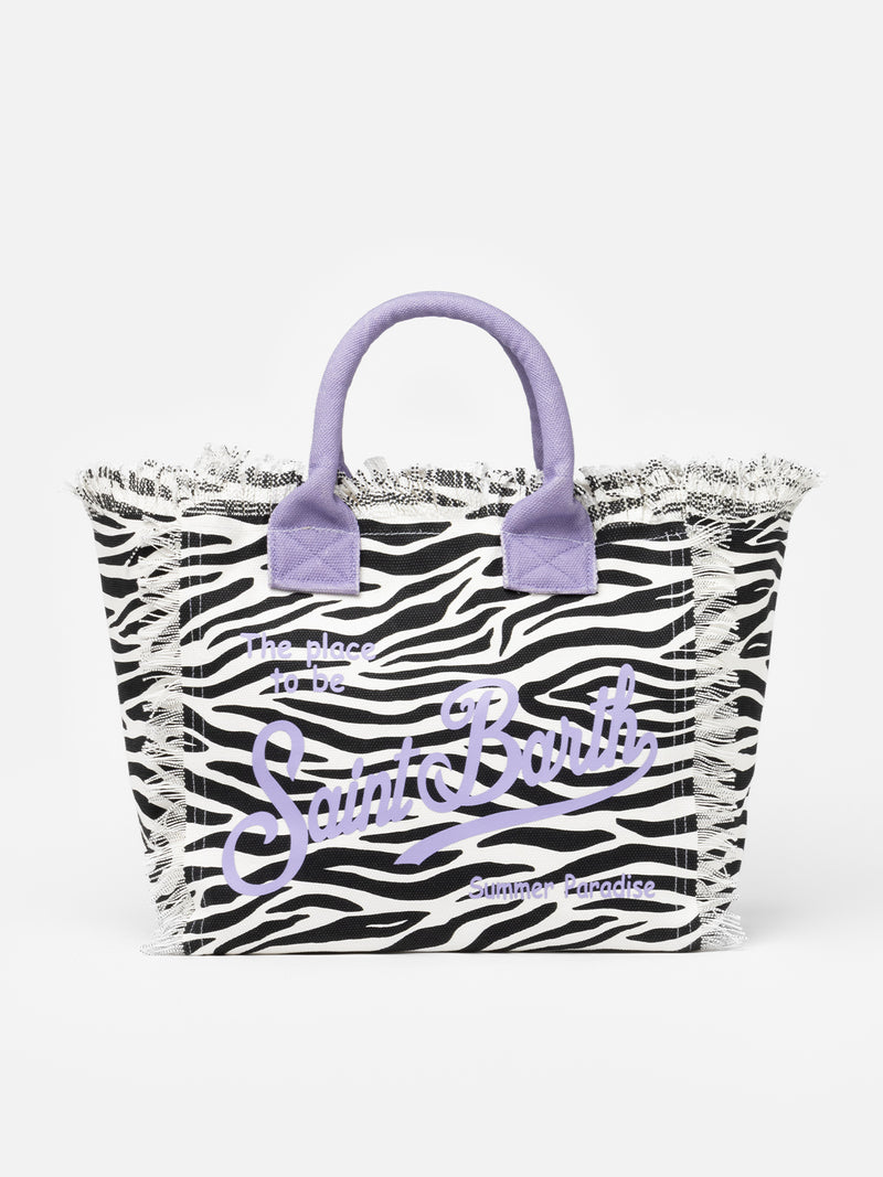 Zebra cotton canvas Vanity tote bag