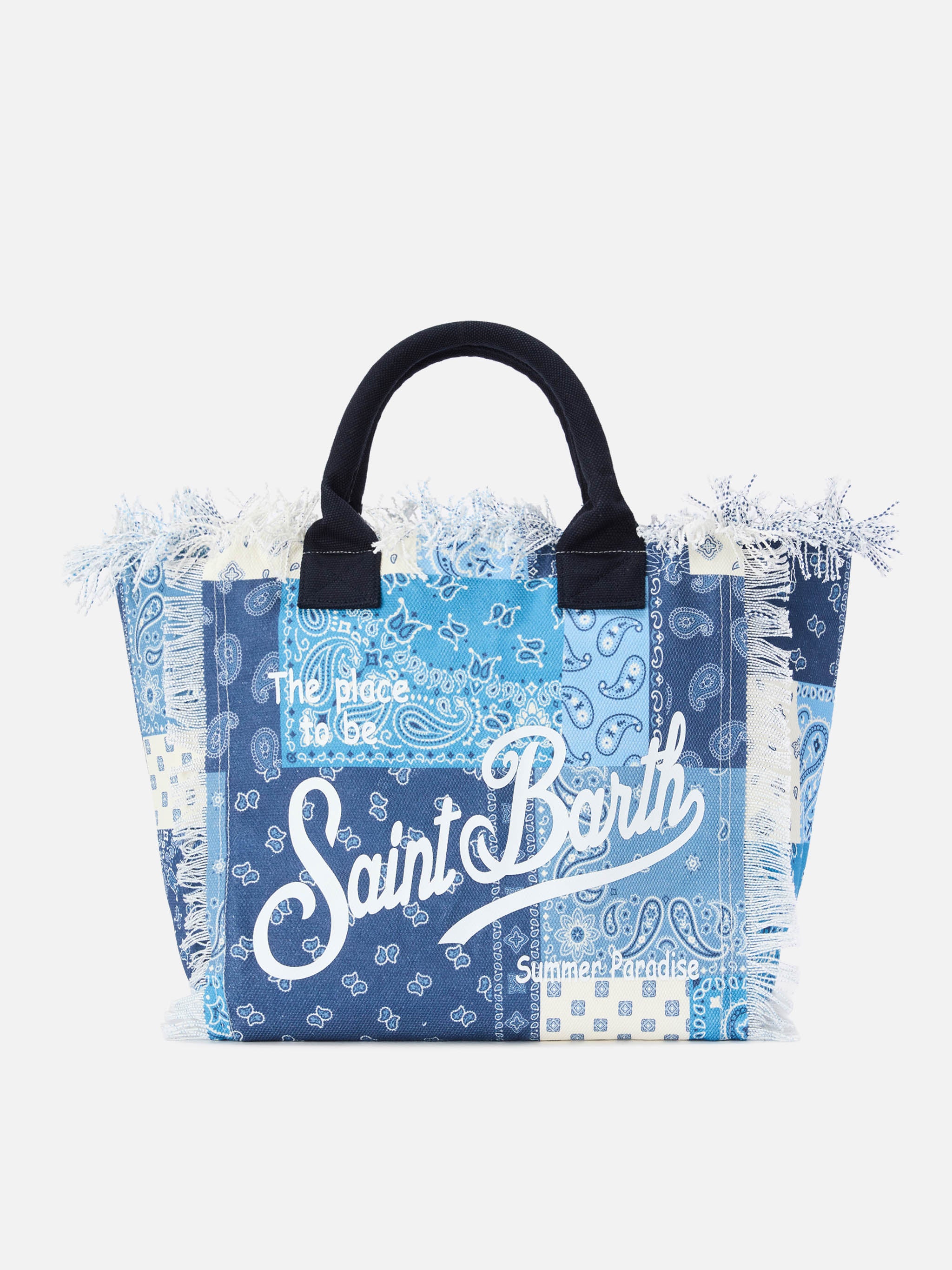 Regular Vanity canvas bag with blue bandana patchwork print – MC2