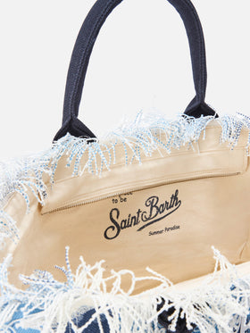 Regular Vanity canvas bag with blue bandana patchwork print