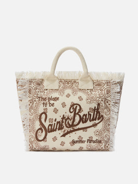 Beige canvas Vanity regular bag with bandana print