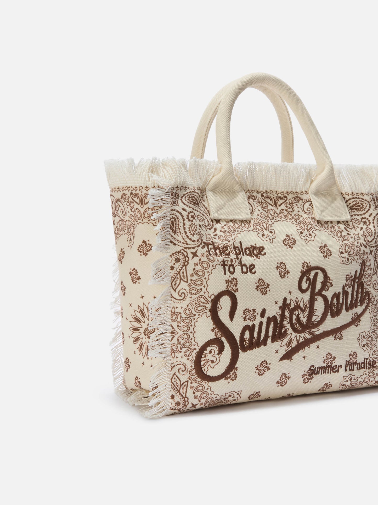 Borsa Vanity regular in canvas beige con stampa bandana