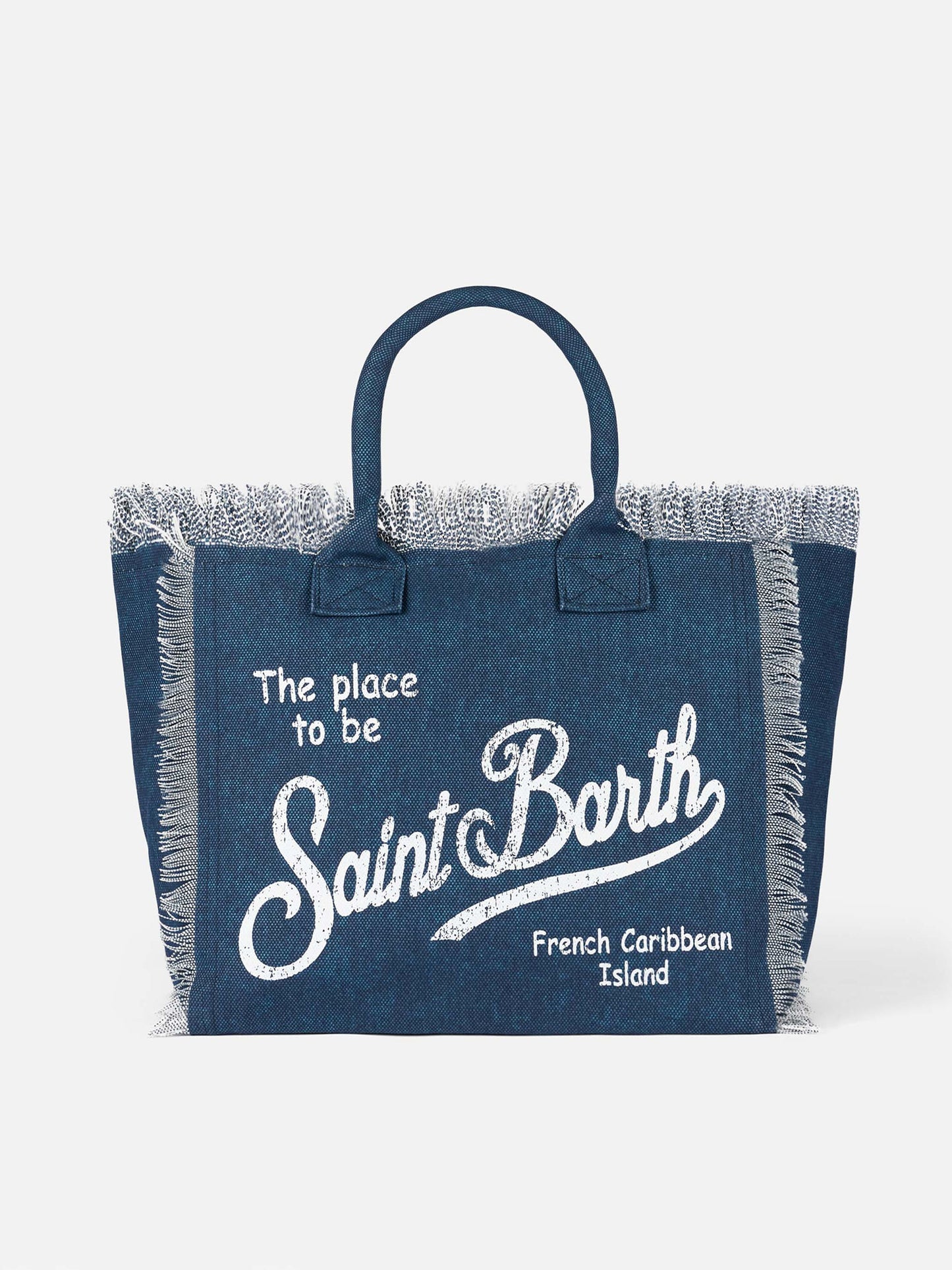 Borsa a spalla Vanity in canvas di cotone indaco