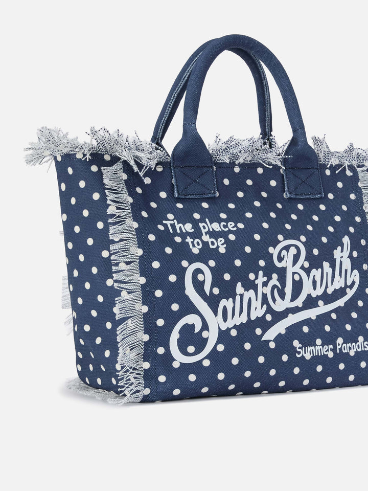 Borsa Vanity regular in canvas con stampa pois