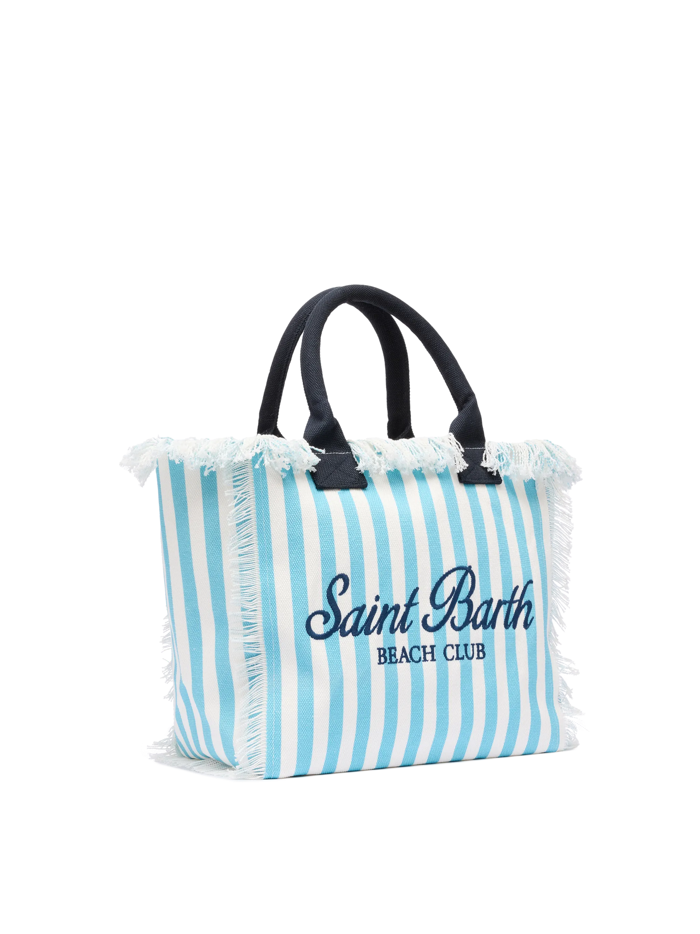 Vanity-Einkaufstasche aus Baumwollcanvas mit hellblauem Streifendruck