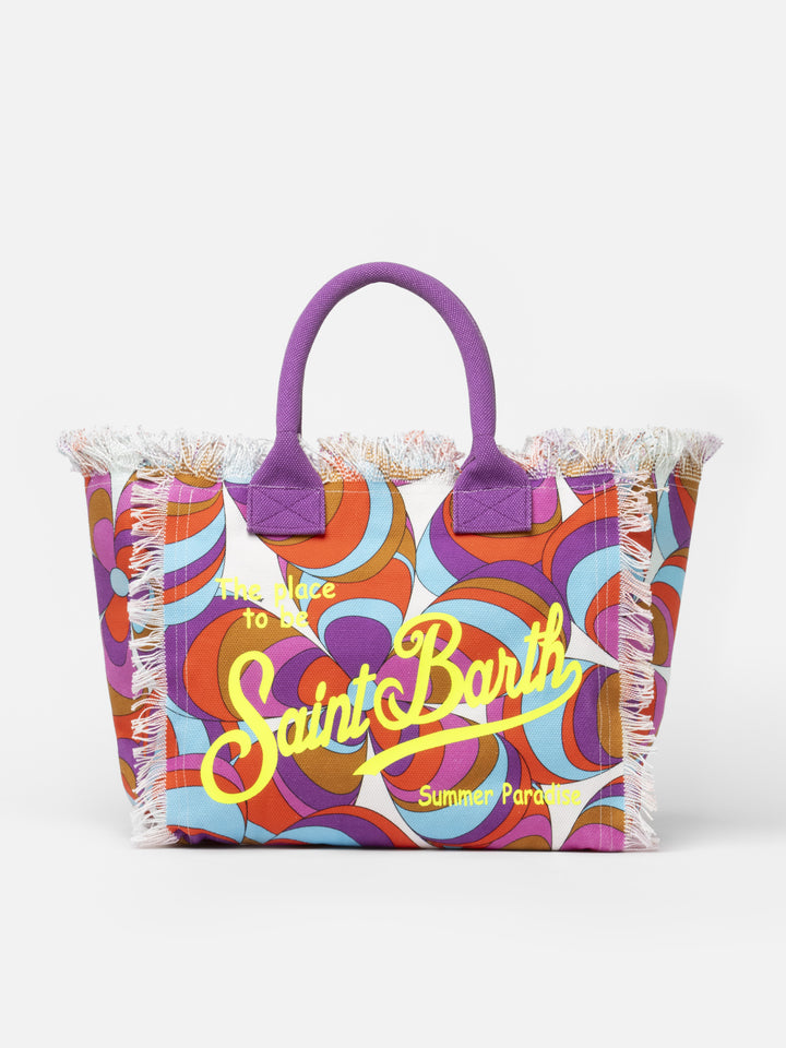 Borsa tote Vanity in tela di cotone con stampa margherite