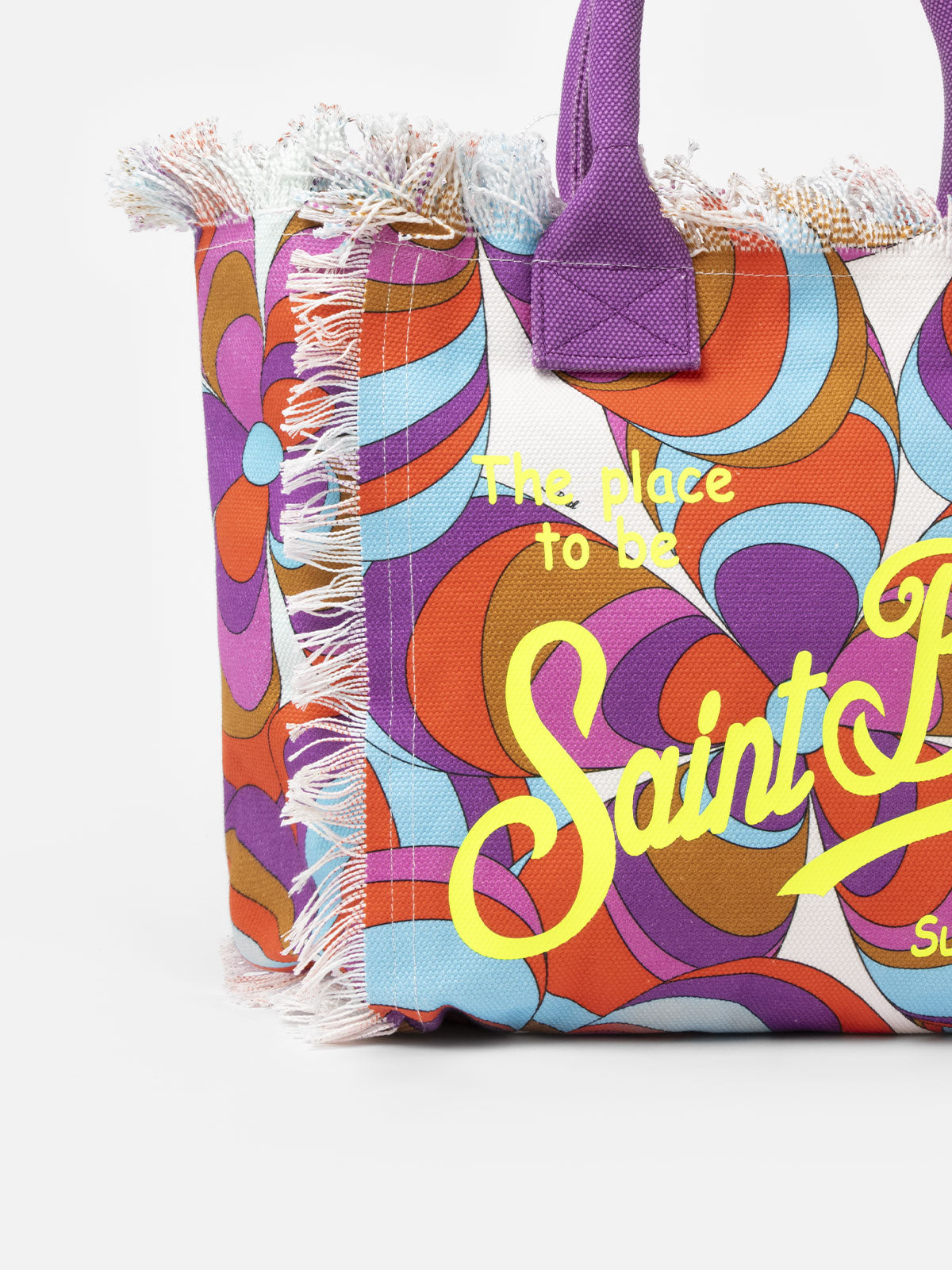 Borsa tote Vanity in tela di cotone con stampa margherite