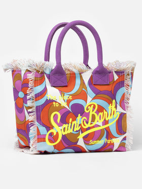 Borsa tote Vanity in tela di cotone con stampa margherite