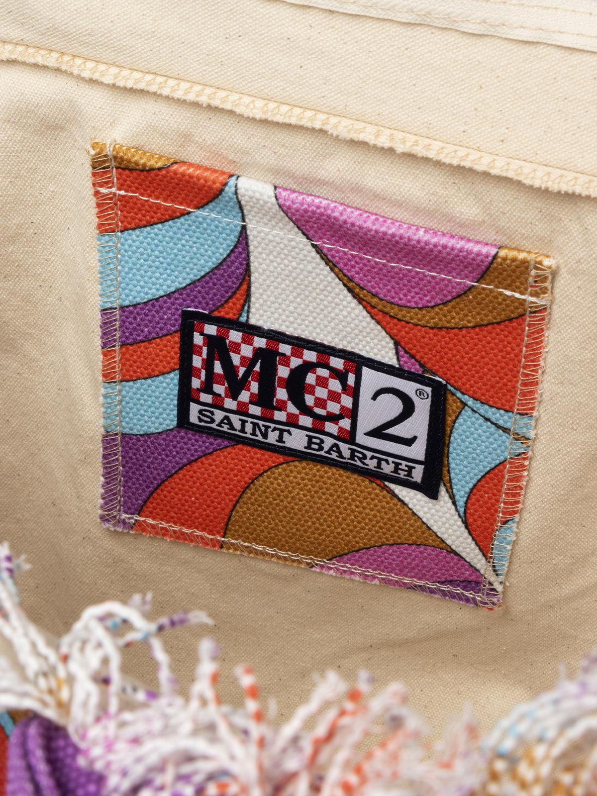 Borsa tote Vanity in tela di cotone con stampa margherite