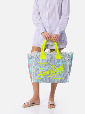 Borsa tote in tela di cotone con stampa paisley