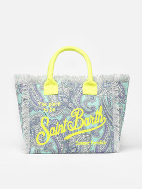 Borsa tote in tela di cotone con stampa paisley
