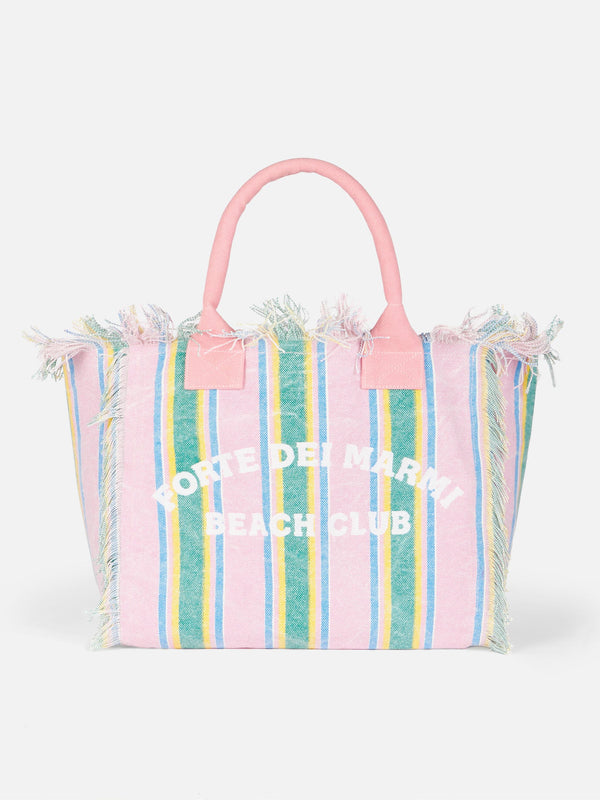 Borsa tote Vanity in tela di cotone rigata Forte dei Marmi Beach Club