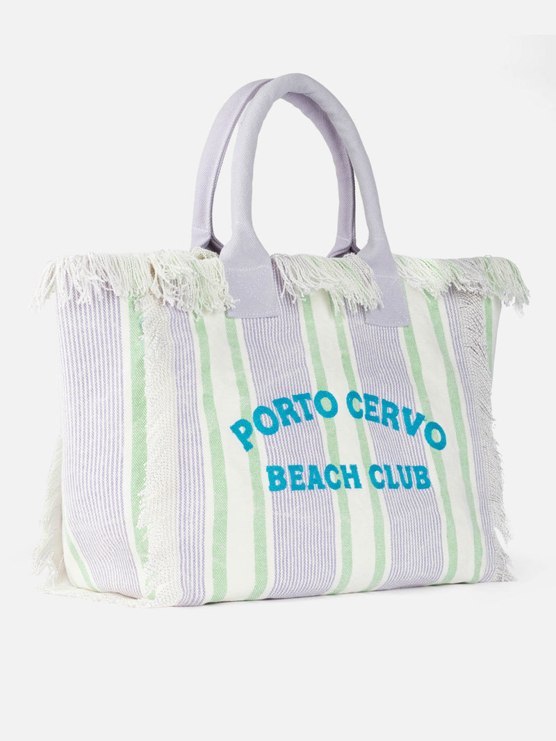 Porto Cervo Beach Club striped cotton canvas Vanity tote bag