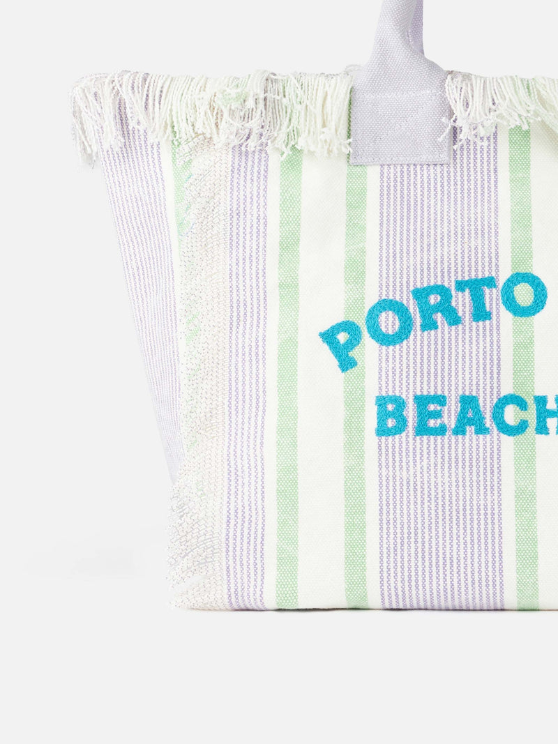 Porto Cervo Beach Club striped cotton canvas Vanity tote bag