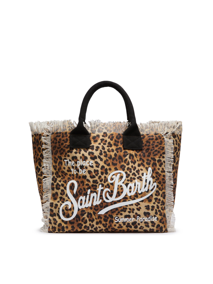 Vanity-Einkaufstasche aus Baumwollcanvas mit Leopardenmuster