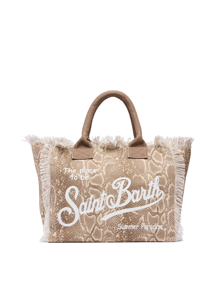 Cotton canvas Vanity tote bag with snake skin print - MC2 Saint Barth