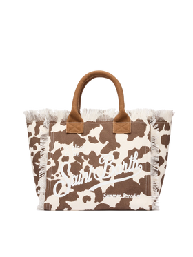 Cotton canvas Vanity tote bag with cow skin print - MC2 Saint Barth