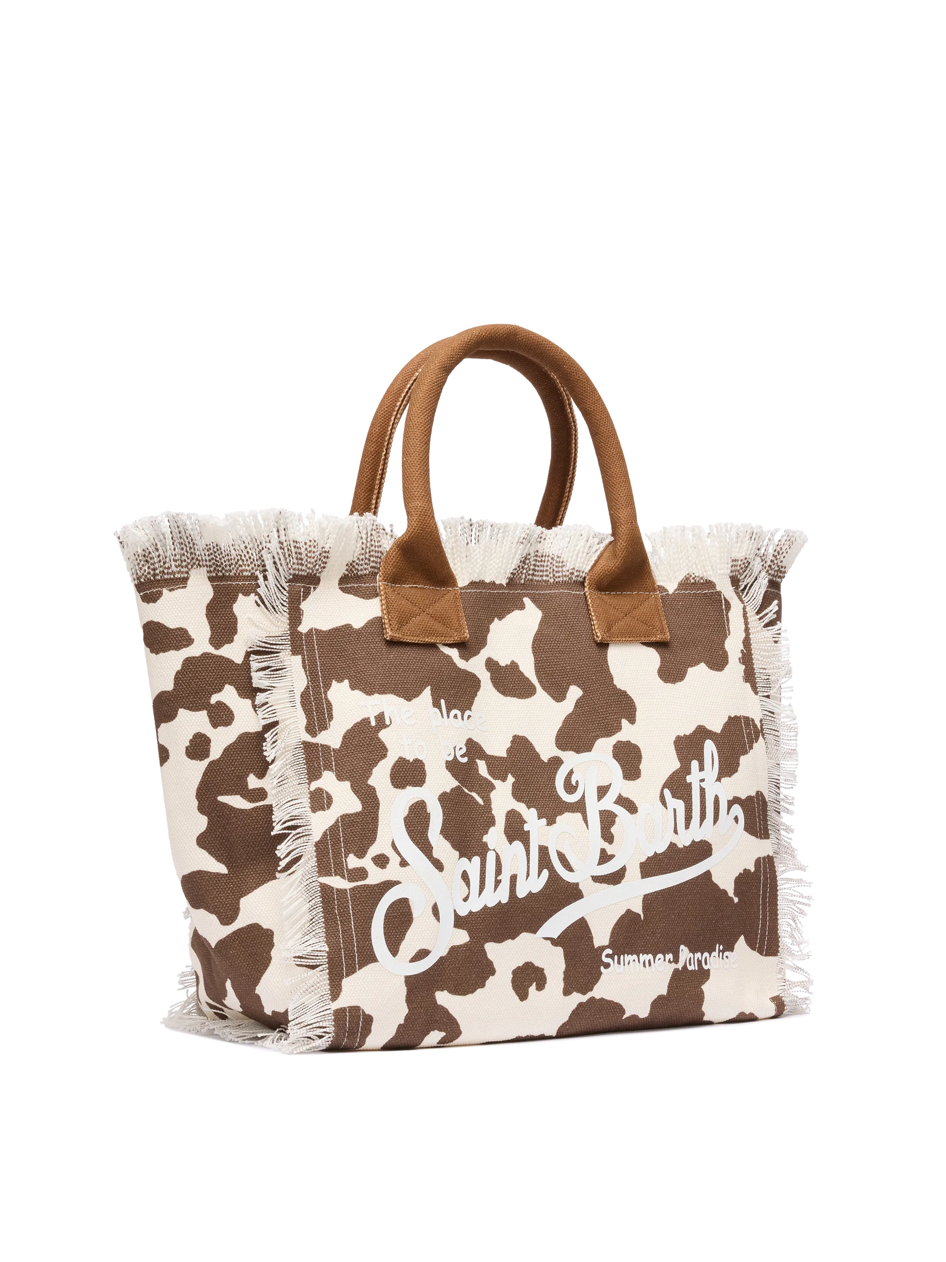 Cotton canvas Vanity tote bag with cow skin print - MC2 Saint Barth