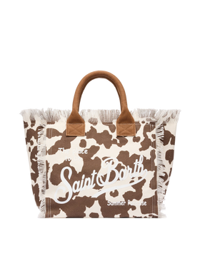 Cotton canvas Vanity tote bag with cow skin print - MC2 Saint Barth