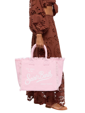 Borsa a spalla Vanity in canvas di cotone rosa