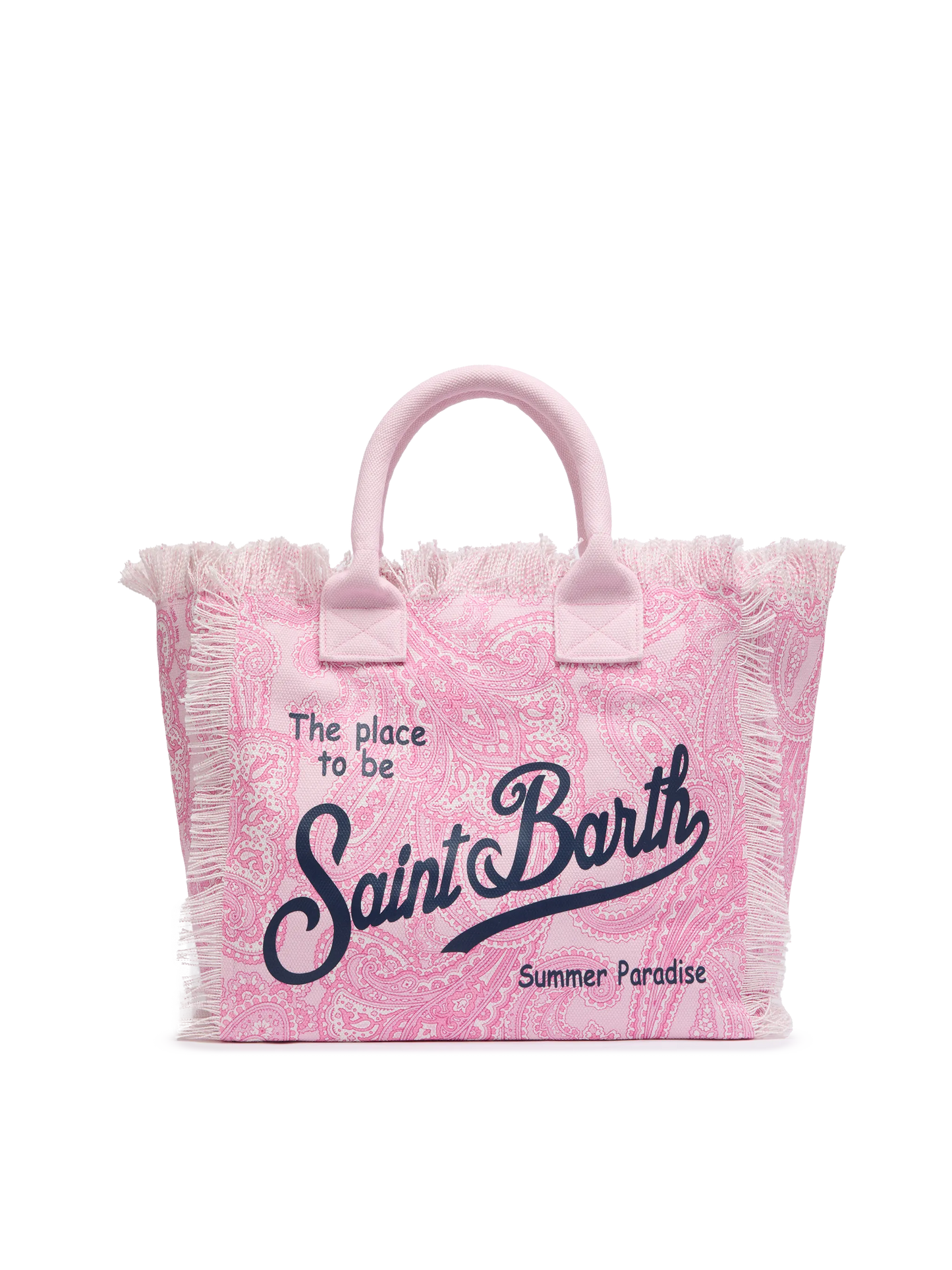 Pink cotton canvas Vanity tote bag with paisley print