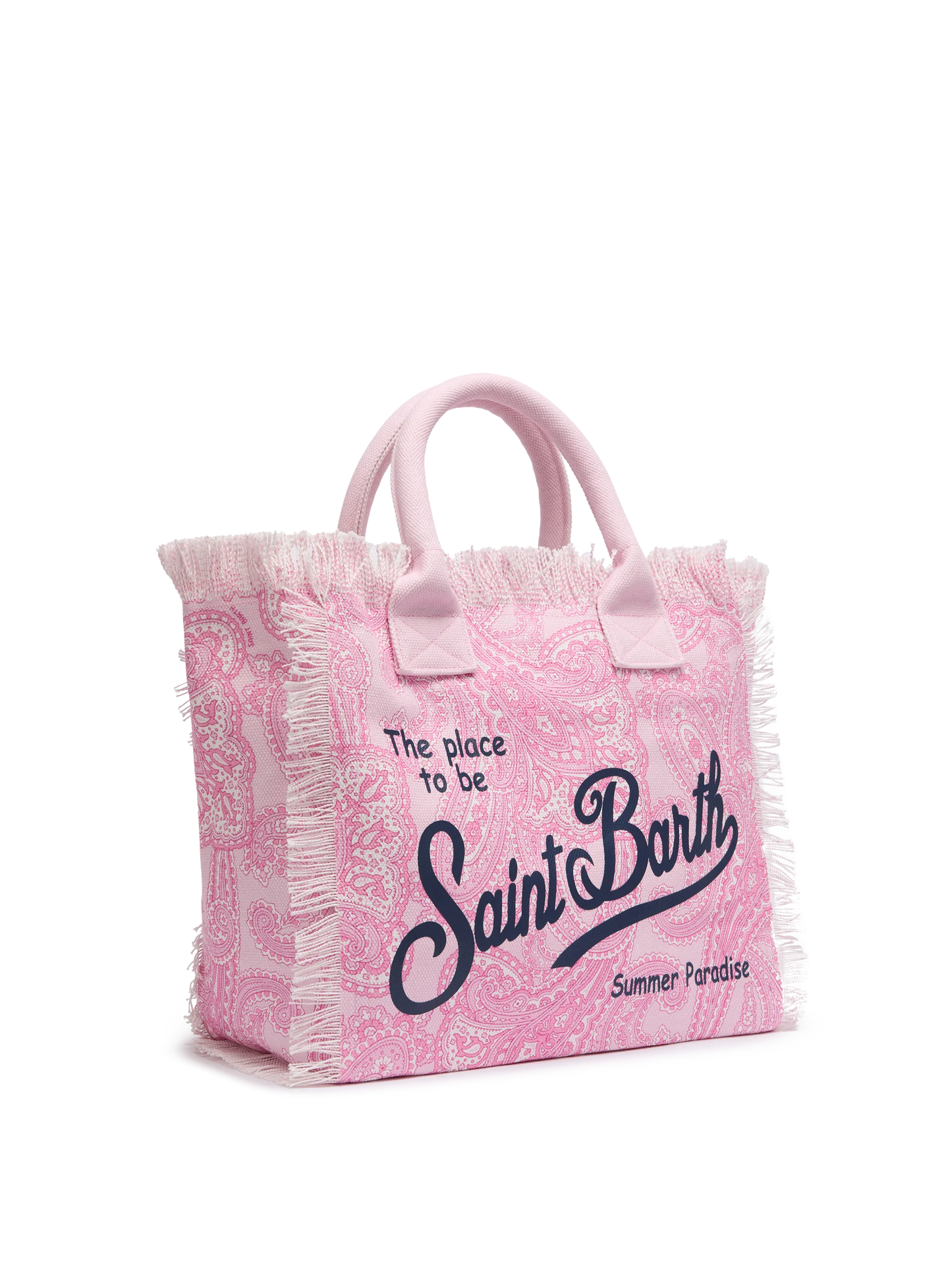 Pink cotton canvas Vanity tote bag with paisley print