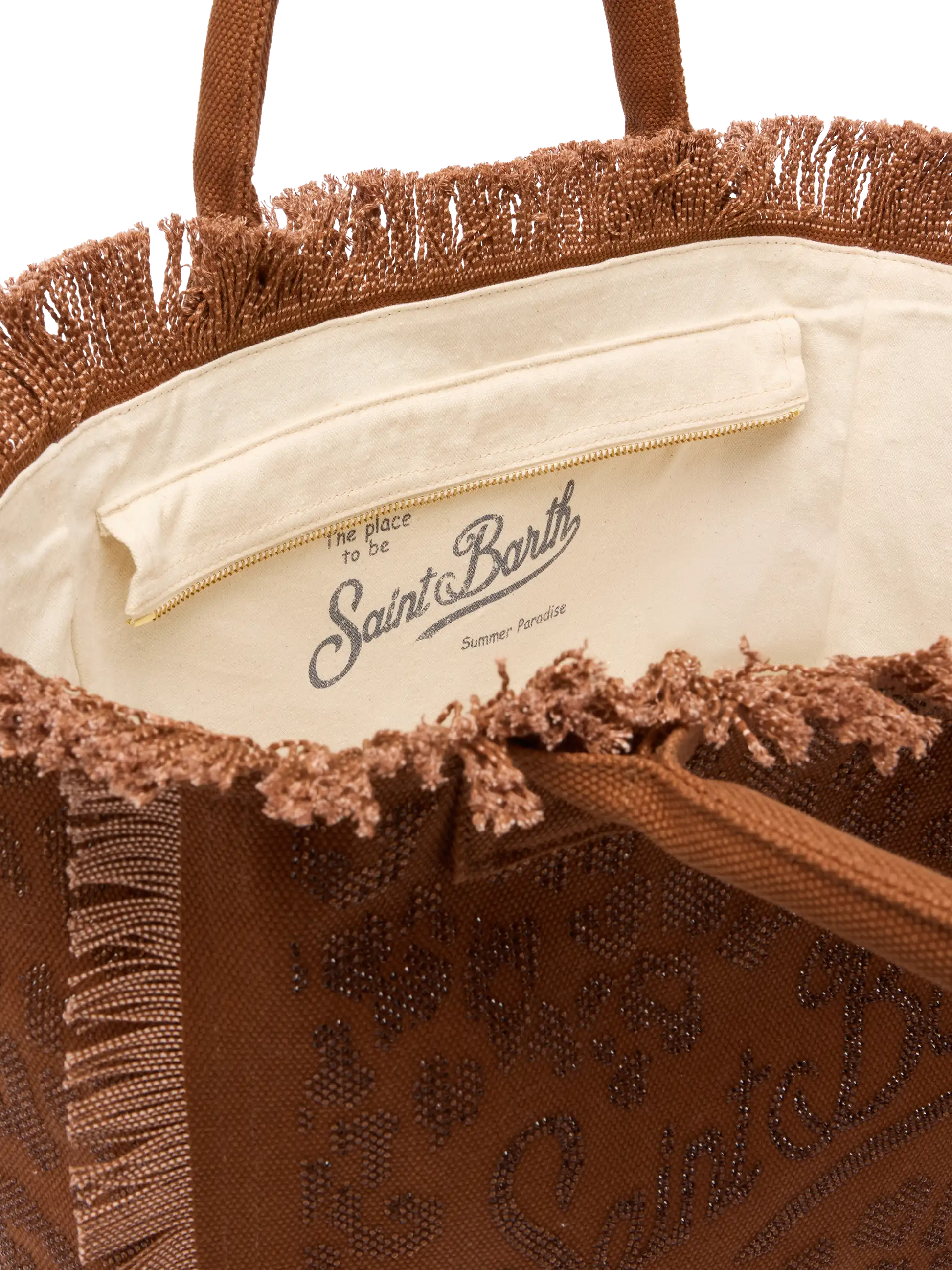 Brown cotton canvas Vanity tote bag with leopard rhinestone embellishment - MC2 Saint Barth
