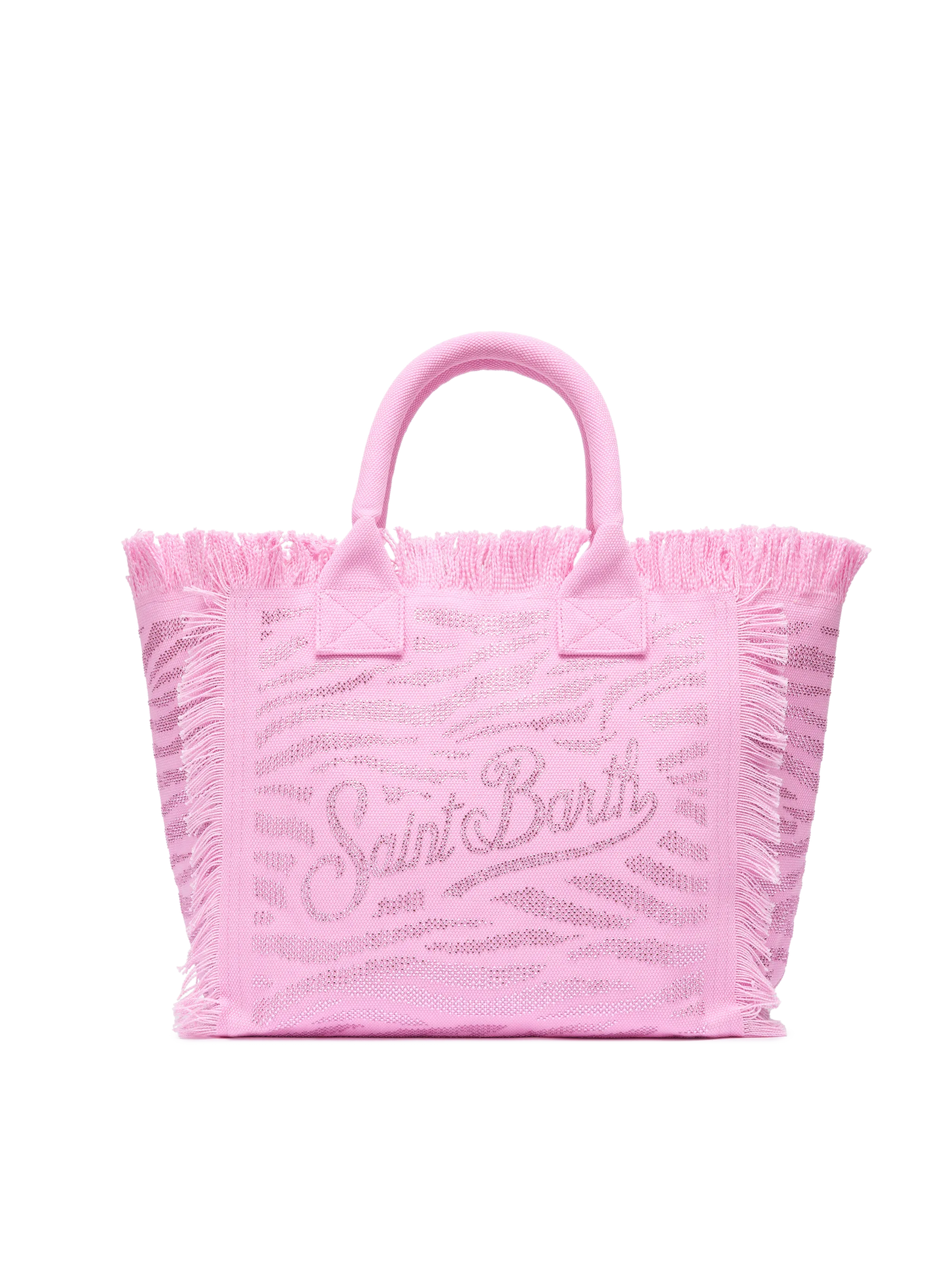 Rosafarbene Kosmetiktasche aus Baumwollcanvas mit Zebra-Strassverzierung