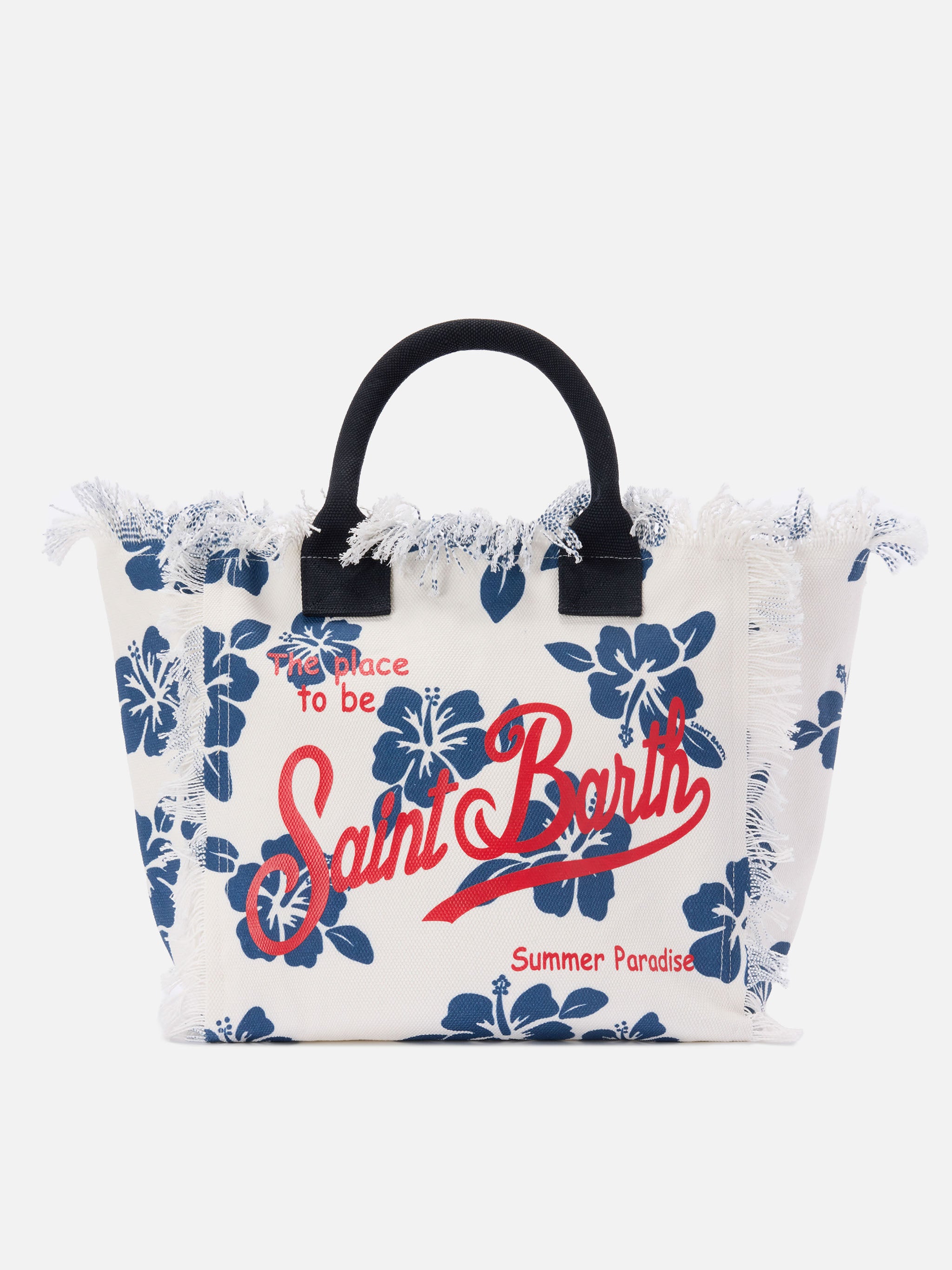 White canvas Vanity regular bag with hibiscus print – MC2 Saint Barth