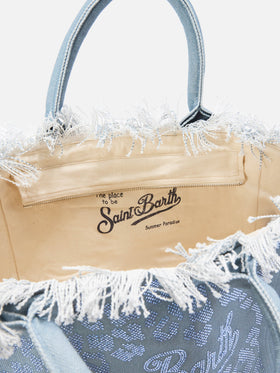 Sac Vanity Blue Regular en toile à imprimé léopard avec strass 