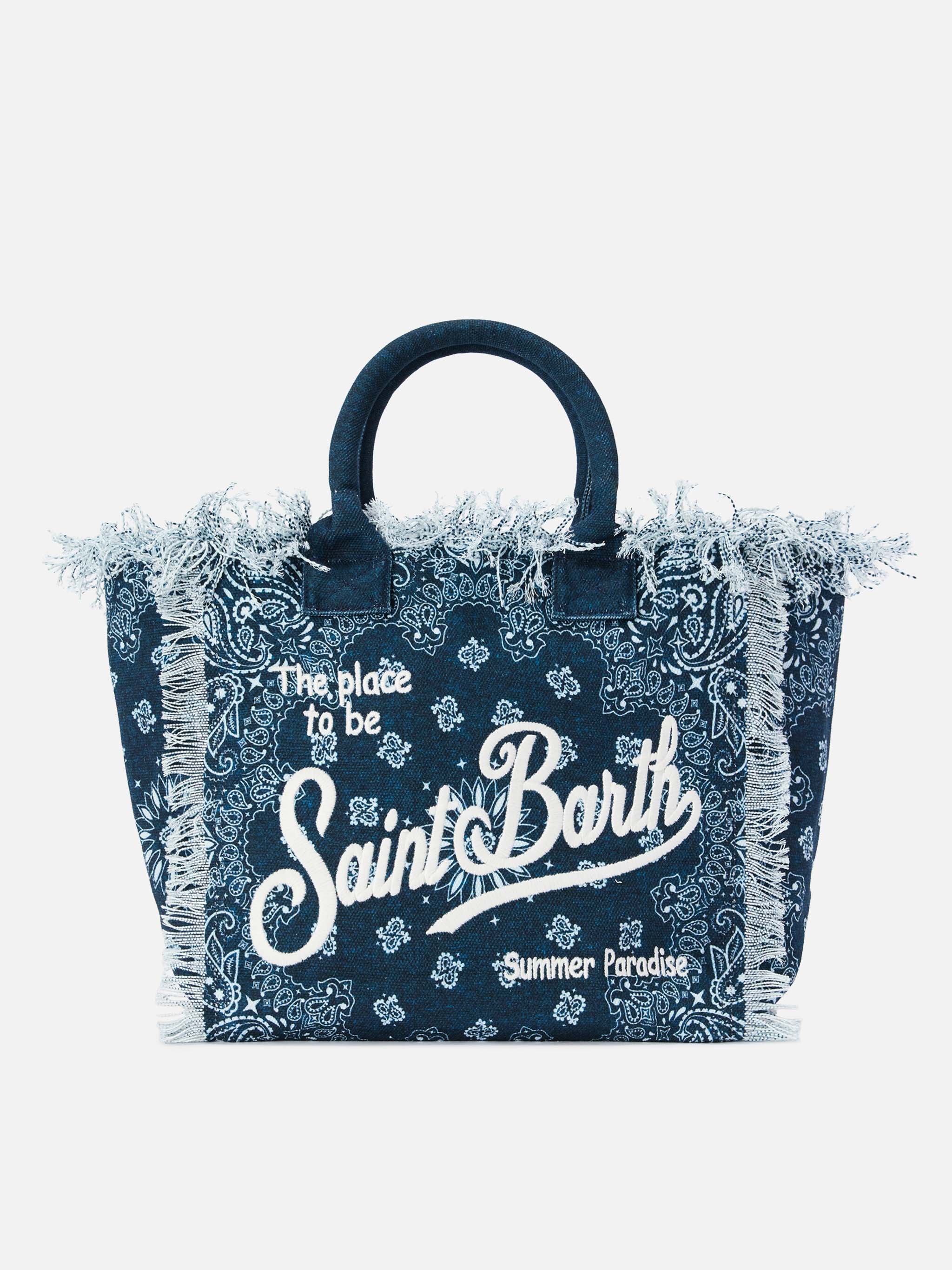 Light blue canvas Vanity regular bag with bandana print – MC2