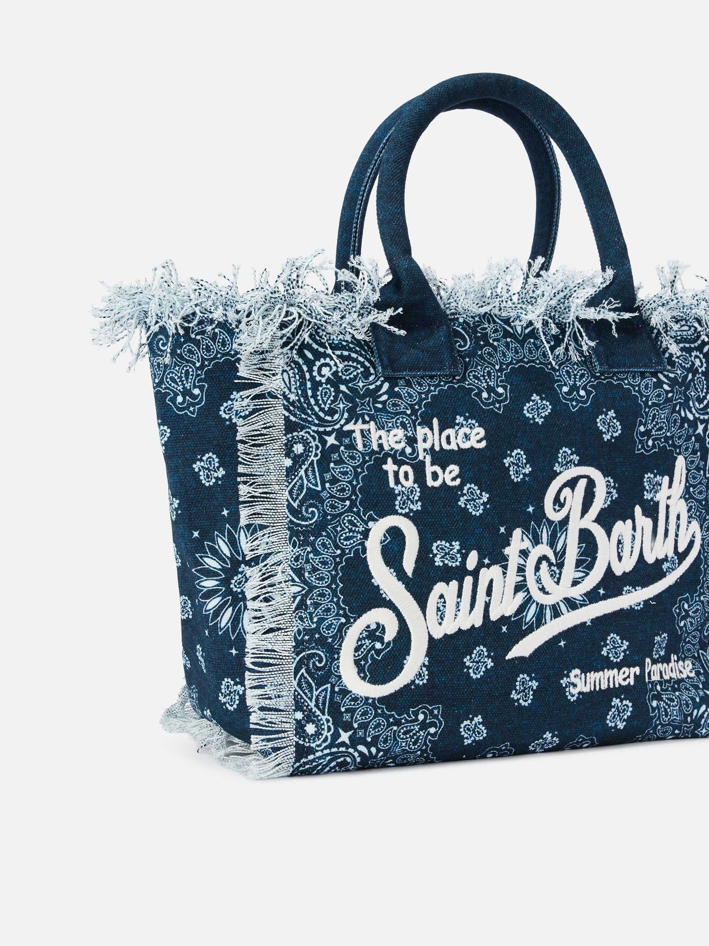 Vanity regular Tasche aus hellblauem Canvas mit Bandana-Print 