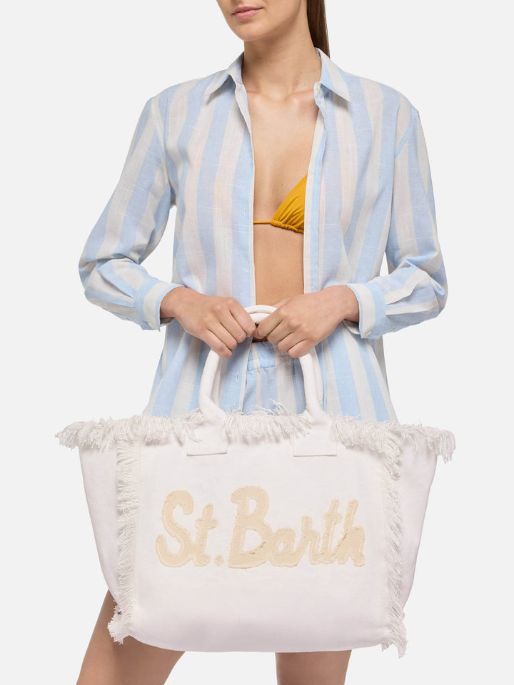 Vanity-Einkaufstasche aus Baumwollcanvas mit St. Barth-Logo-Patch