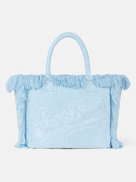 Vanity Terry light blue tote bag  with embossed logo