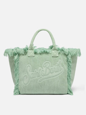 Vanity Terry – Tragetasche in Salbeigrün mit geprägtem Logo
